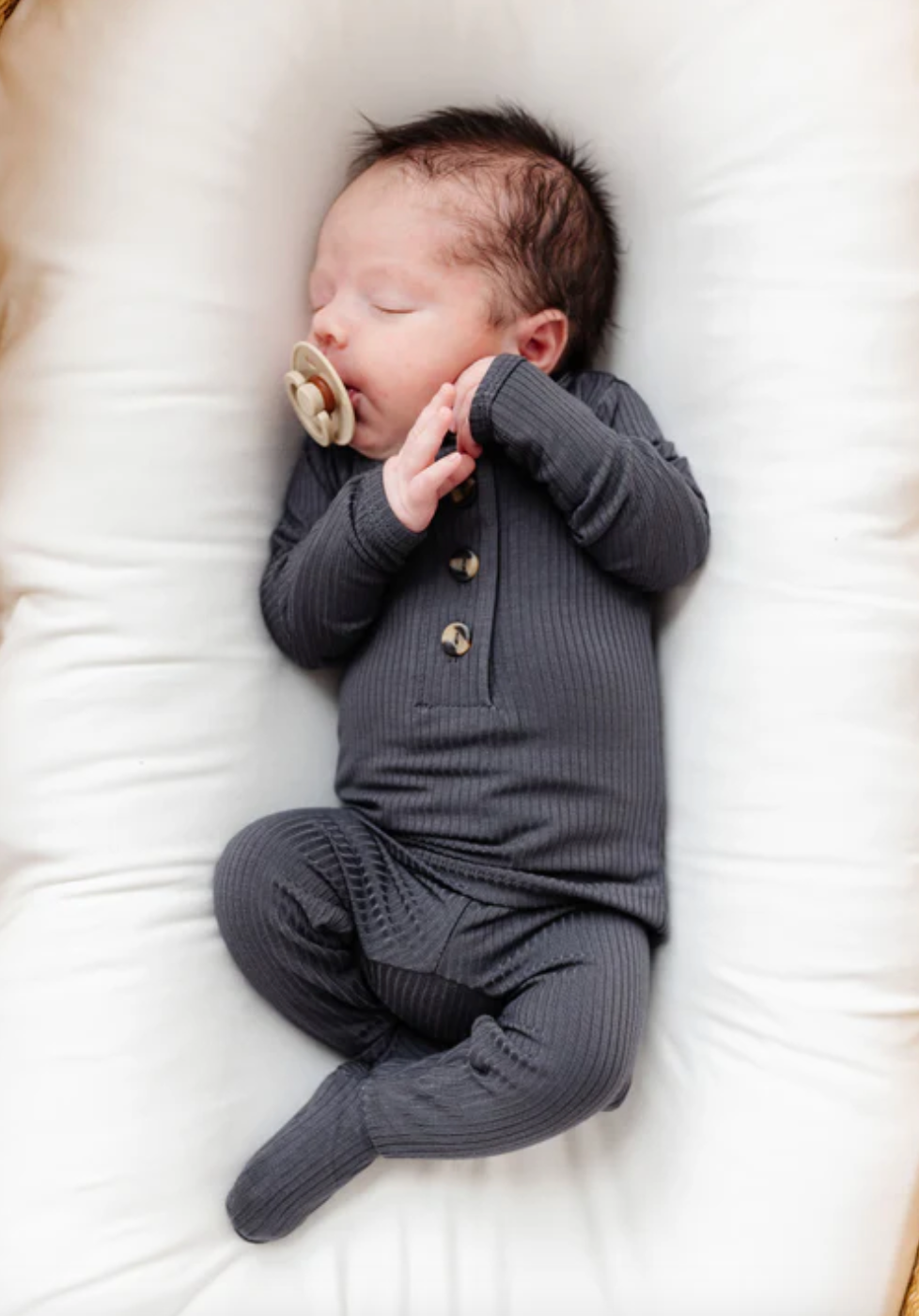 Lou Lou & Co - Infant Hudson Ribbed Top + Bottom Set in Charcoal