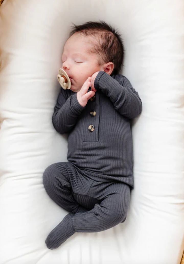 Lou Lou & Co - Infant Hudson Ribbed Top + Bottom Set in Charcoal