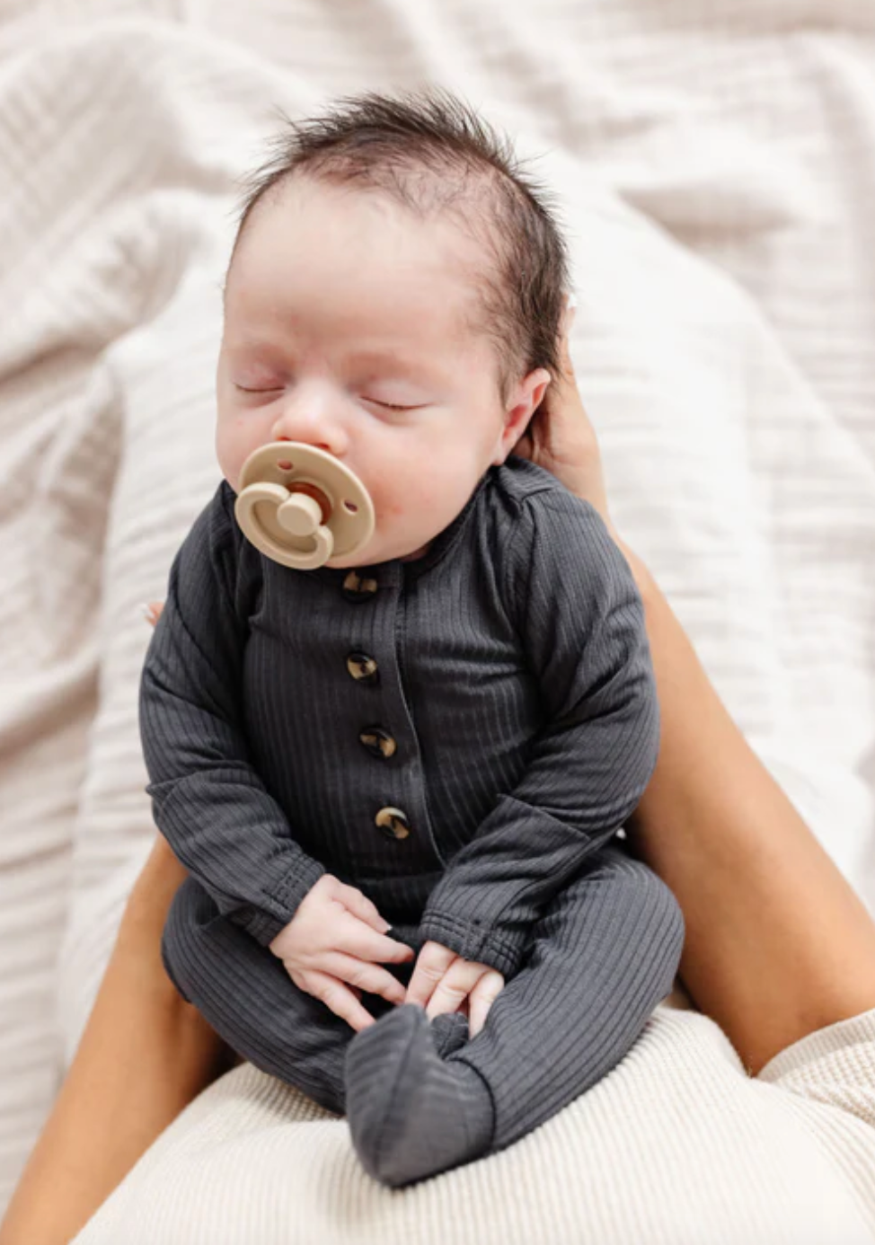 Lou Lou & Co - Infant Hudson Ribbed Top + Bottom Set in Charcoal