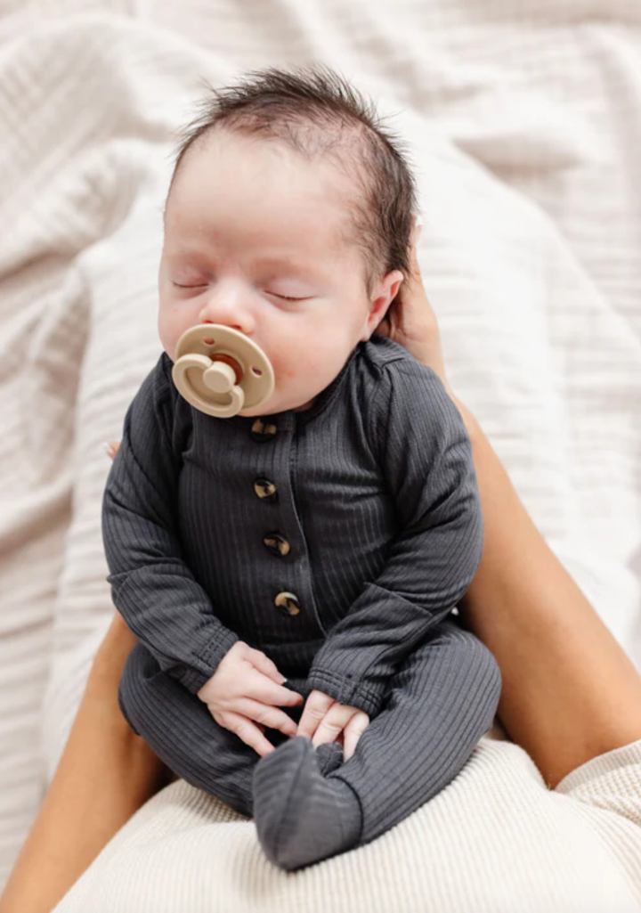 Lou Lou & Co - Infant Hudson Ribbed Top + Bottom Set in Charcoal