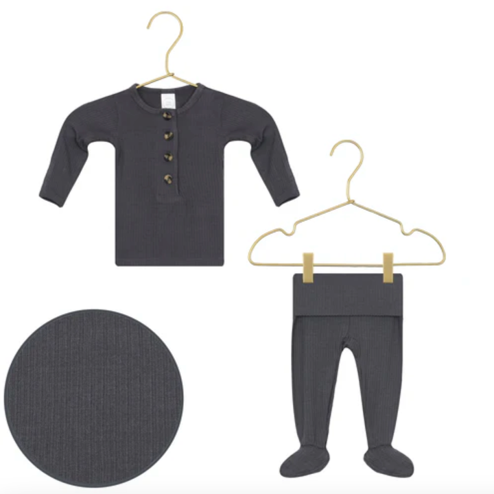 Lou Lou & Co - Infant Hudson Ribbed Top + Bottom Set in Charcoal