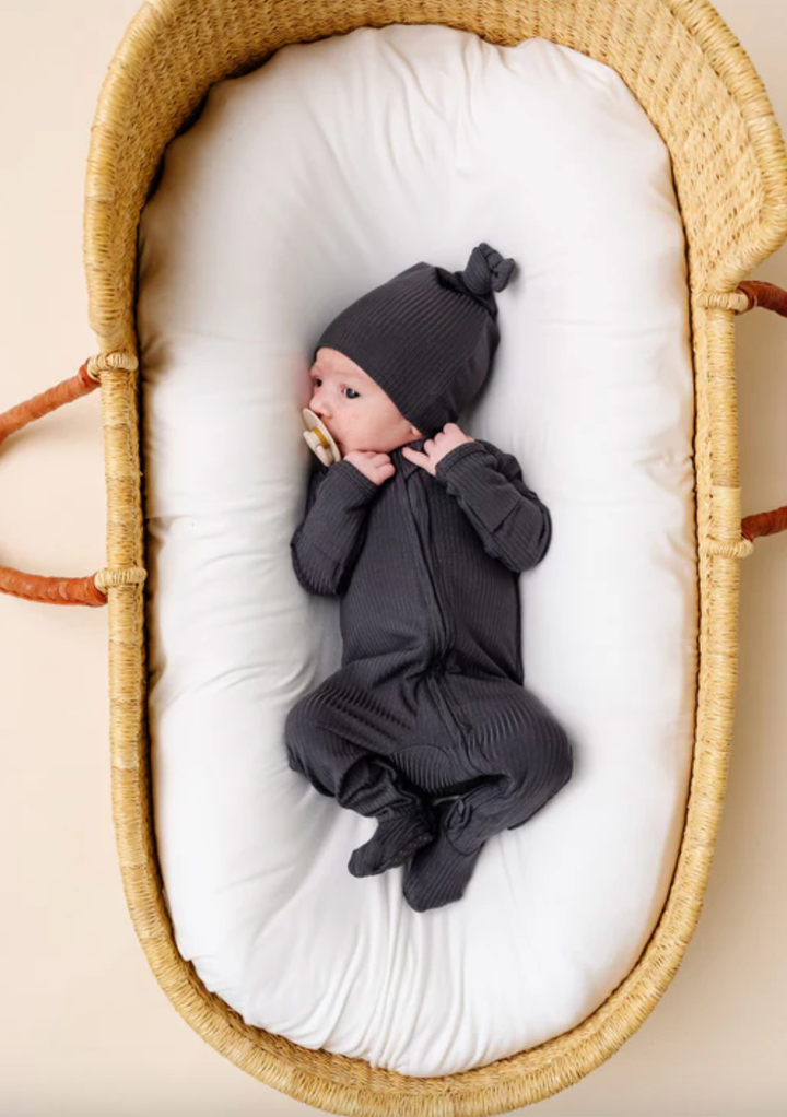 Lou Lou & Co - Hudson Ribbed Zipper Footies in Charcoal