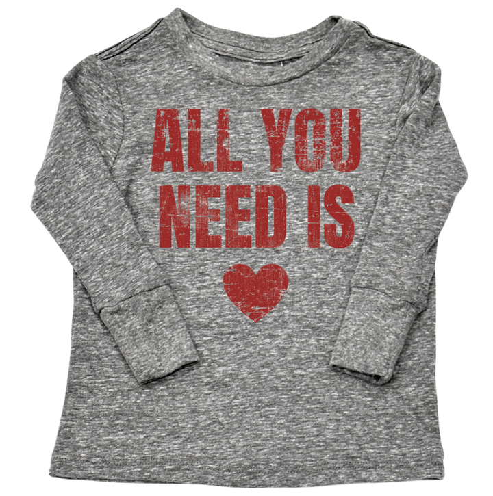 Silas - All You Need is LOVE Long Sleeve Tee in Heather Grey