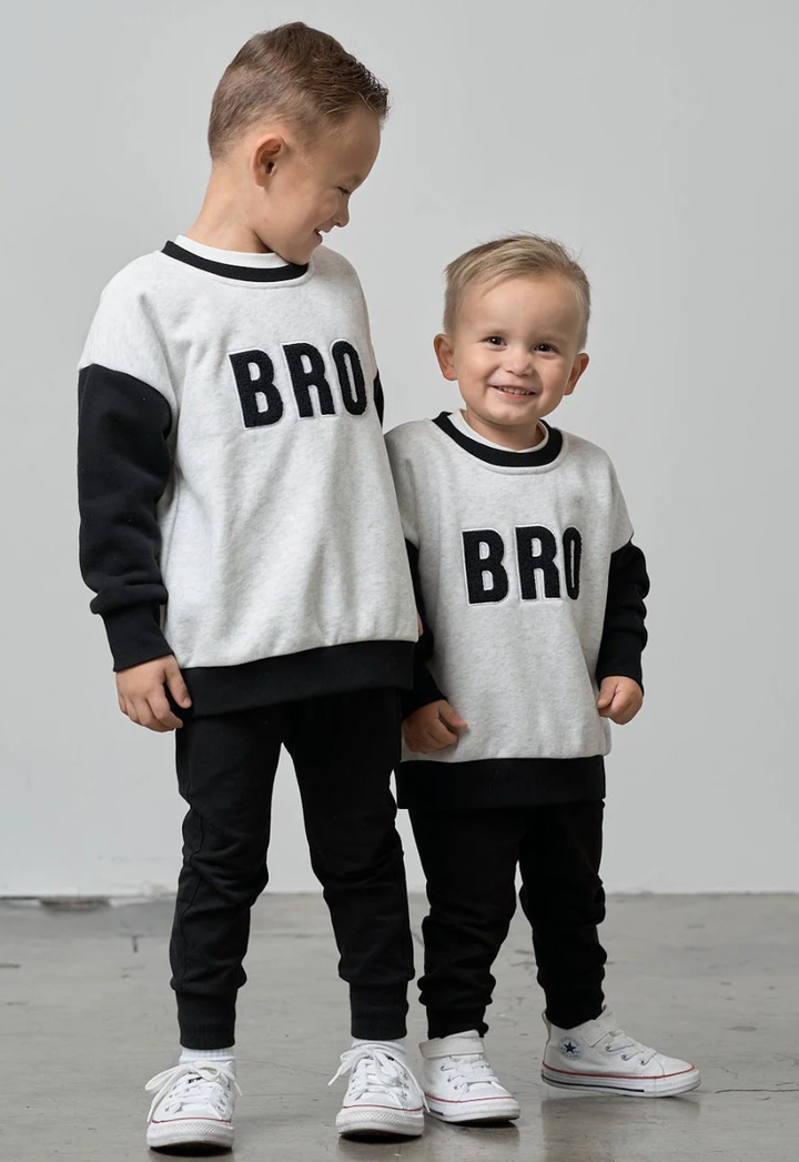 Little Bipsy - BRO Elevated Crewneck Sweatshirt in Light Heather Grey/Black