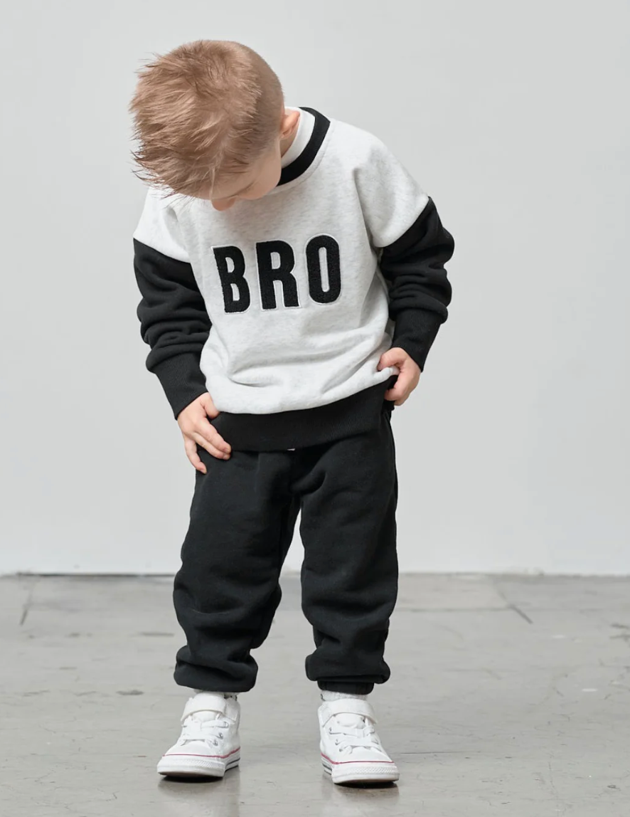 Little Bipsy - BRO Elevated Crewneck Sweatshirt in Light Heather Grey/Black