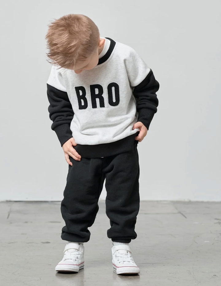 Little Bipsy - BRO Elevated Crewneck Sweatshirt in Light Heather Grey/Black
