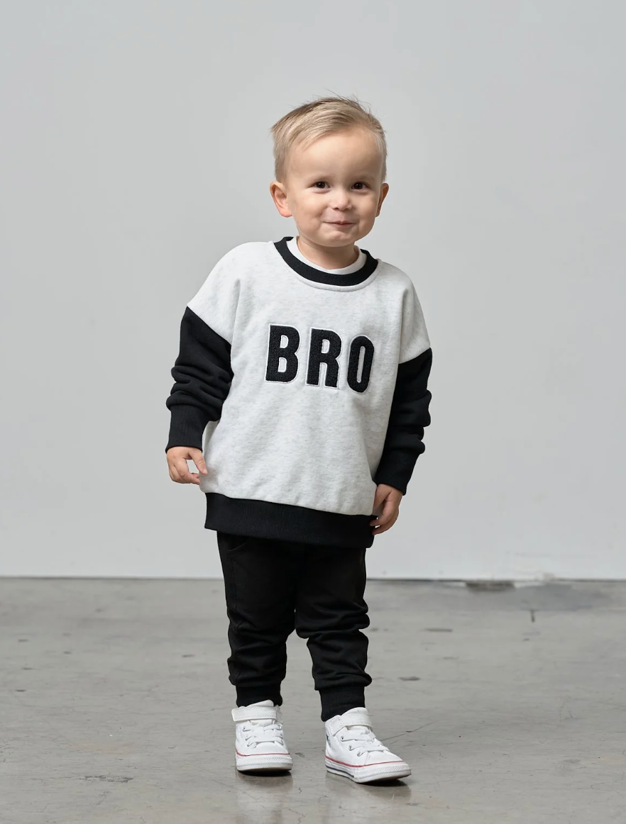 Little Bipsy - BRO Elevated Crewneck Sweatshirt in Light Heather Grey/Black