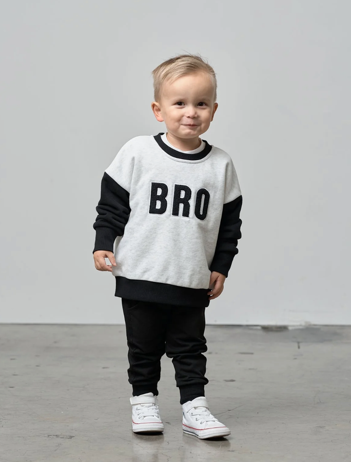 Little Bipsy - BRO Elevated Crewneck Sweatshirt in Light Heather Grey/Black