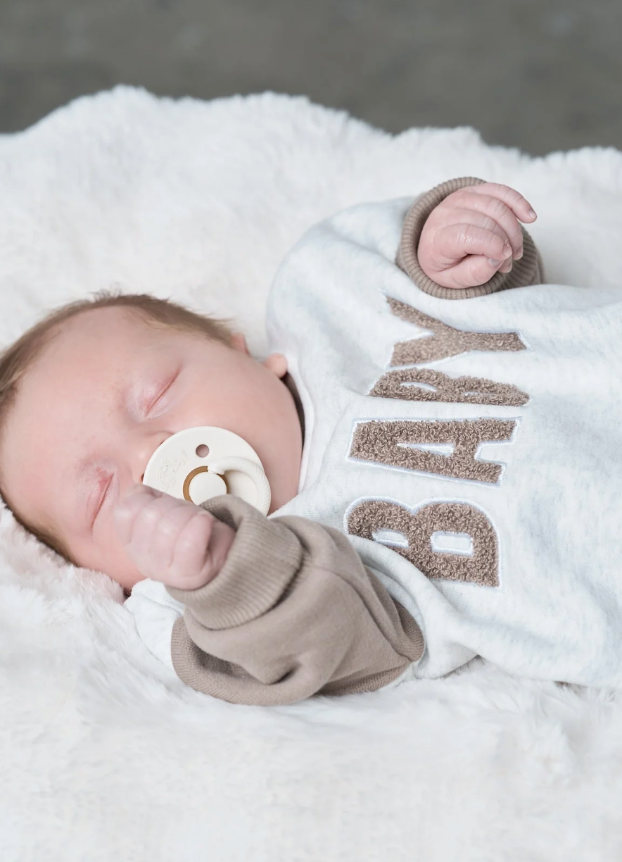Little Bipsy - BABY Elevated Crewneck Sweatshirt in Light Heather Grey/Mushroom