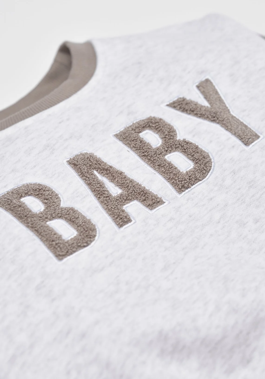 Little Bipsy - BABY Elevated Crewneck Sweatshirt in Light Heather Grey/Mushroom