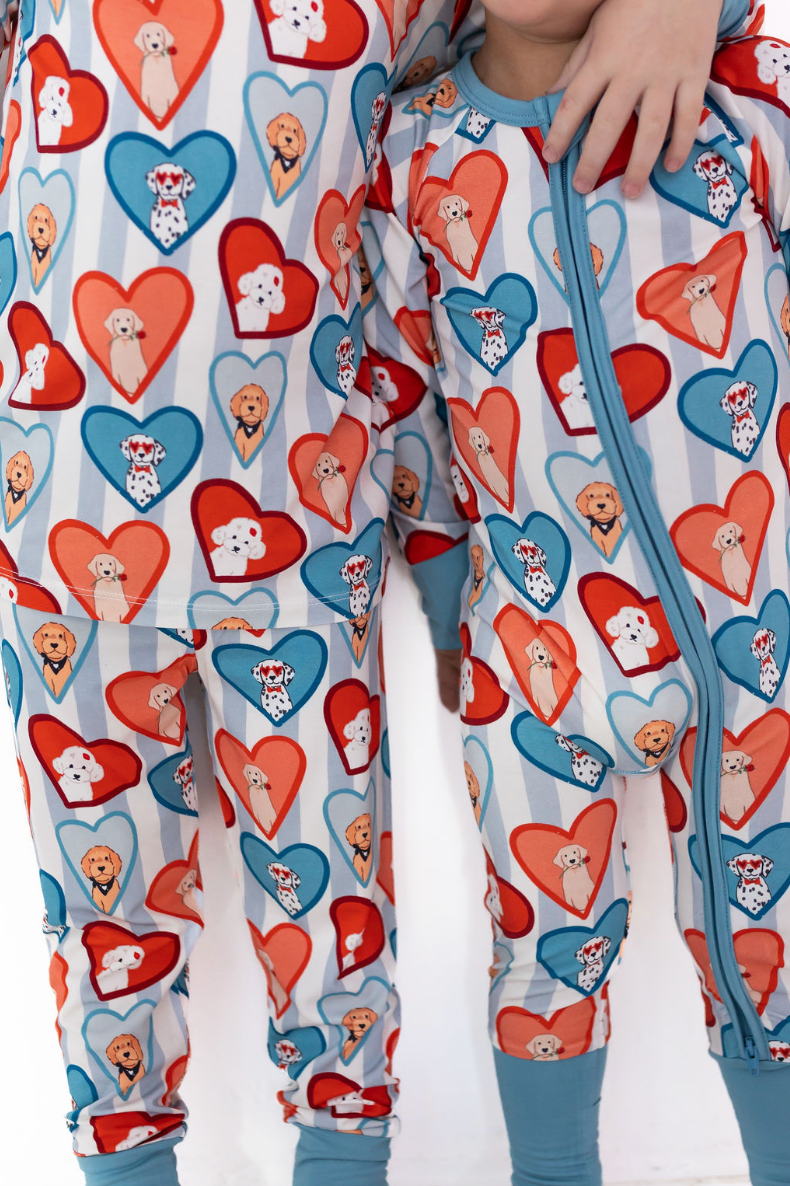 In My Jammers - Fur-Ever Valentine Two-Piece PJ Set in Blue