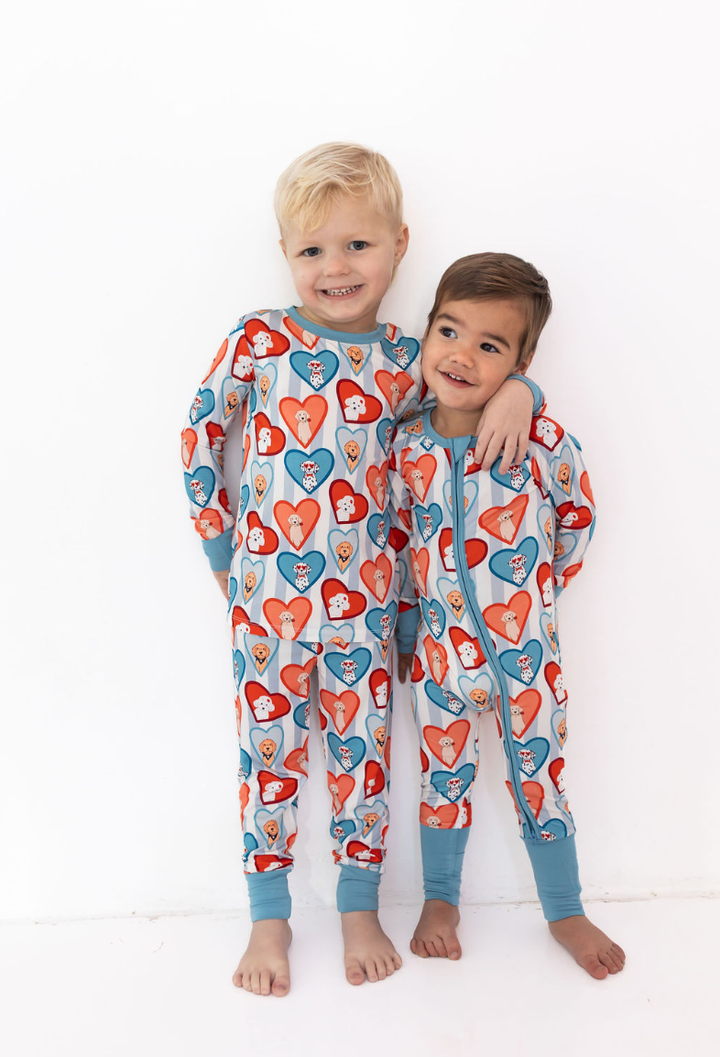 In My Jammers - Fur-Ever Valentine Two-Piece PJ Set in Blue