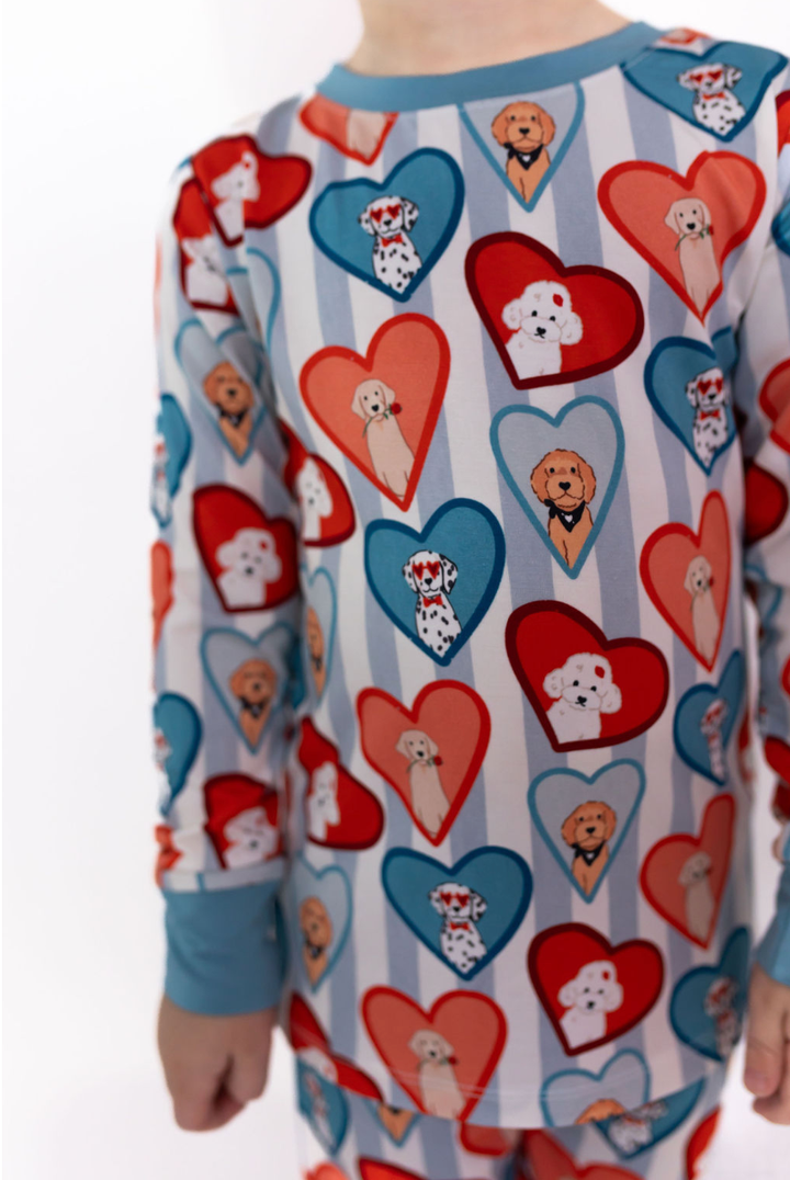 In My Jammers - Fur-Ever Valentine Two-Piece PJ Set in Blue