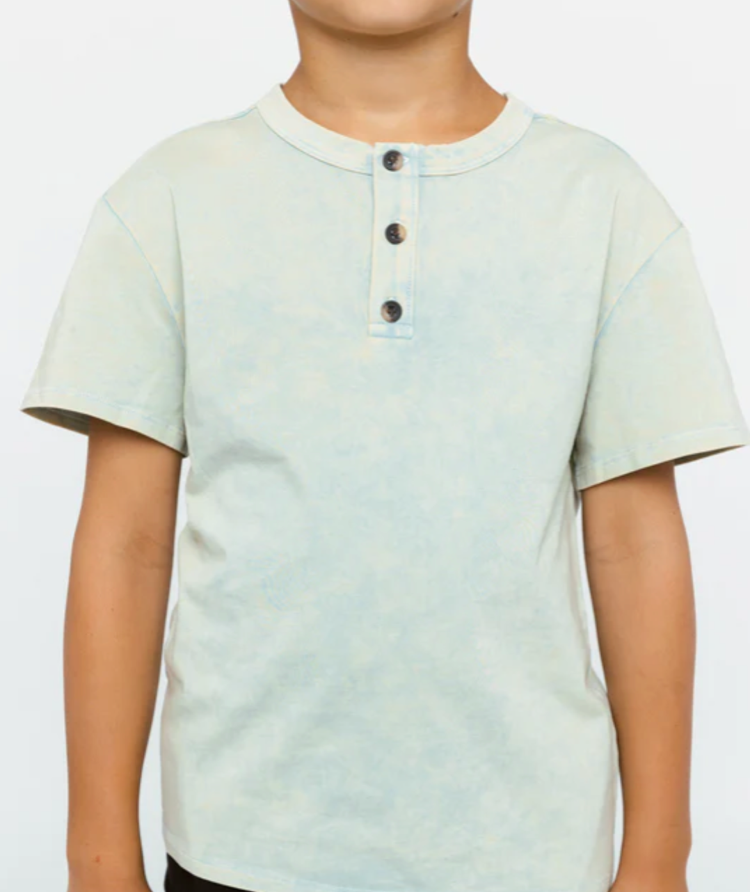 Little Bipsy - Jersey Henley Tee in Green Wash (7)