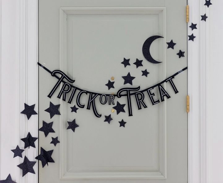 Trick or treat black felt banner