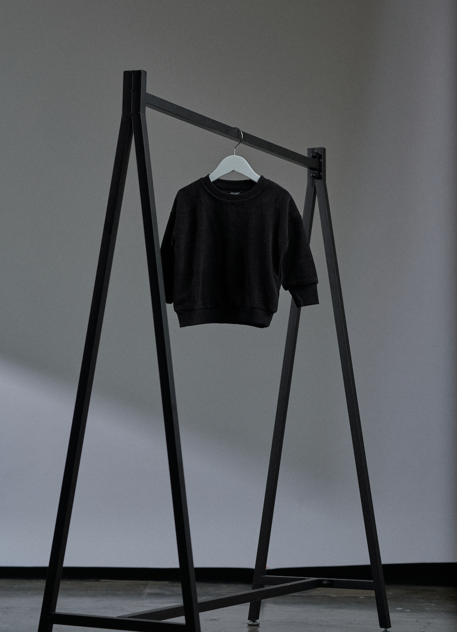 Little Bipsy - Elevated Waffle Crewneck in Black