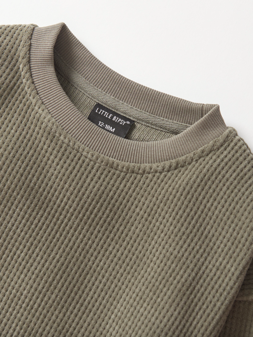 Little Bipsy - Elevated Waffle Crewneck in Army Green (7)