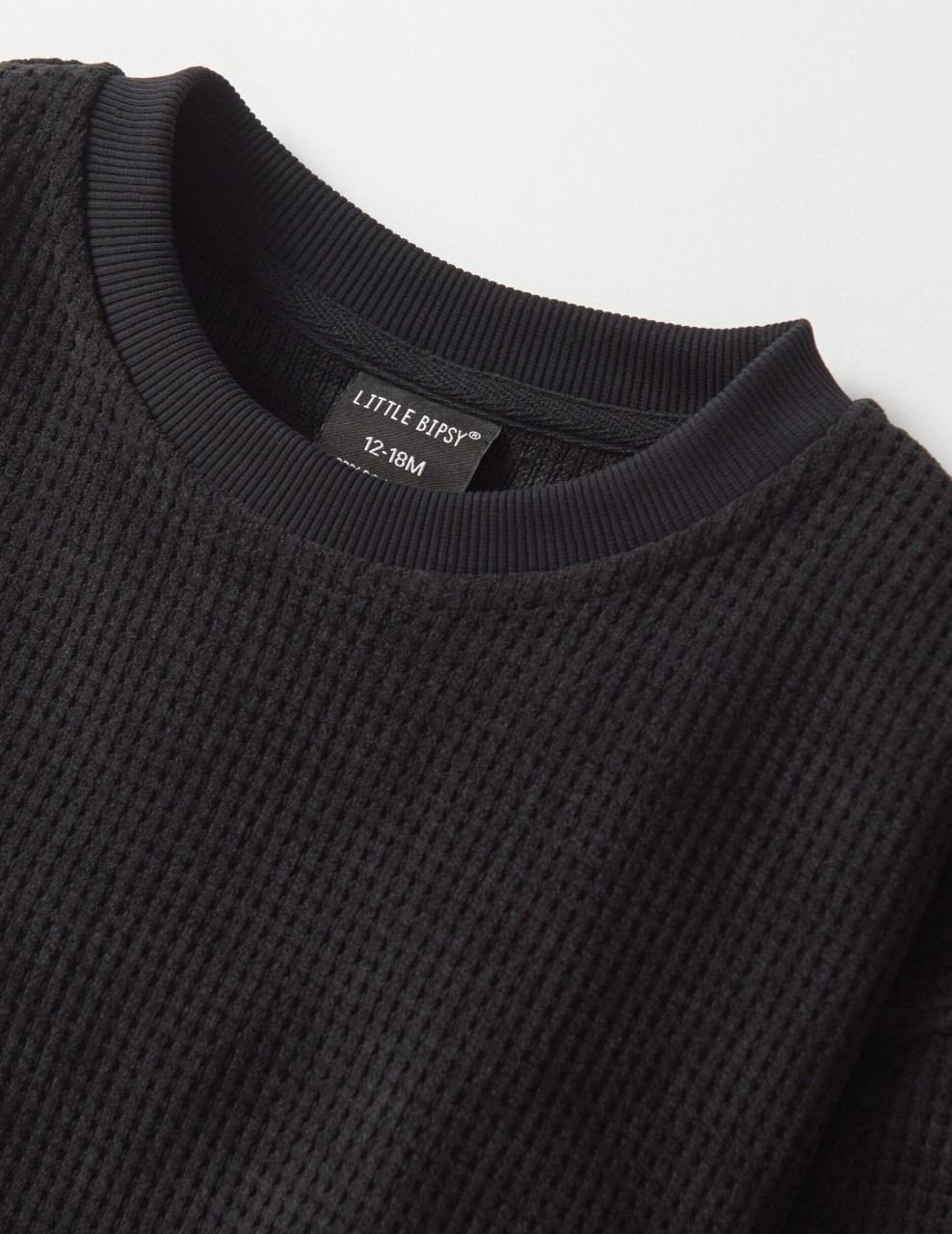 Little Bipsy - Elevated Waffle Crewneck in Black