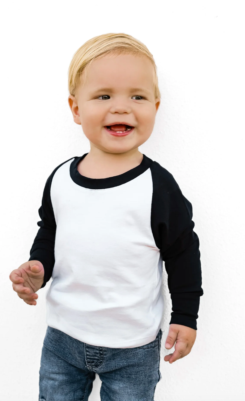 Little Bipsy - Long Sleeve Baseball Tee in Black