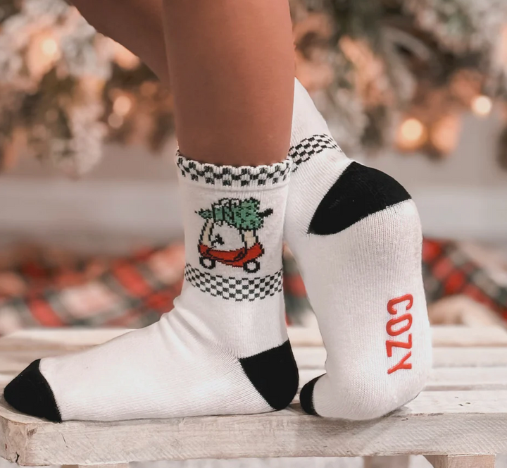 Kickin It Up Socks - Bah Hum-Buggie in White