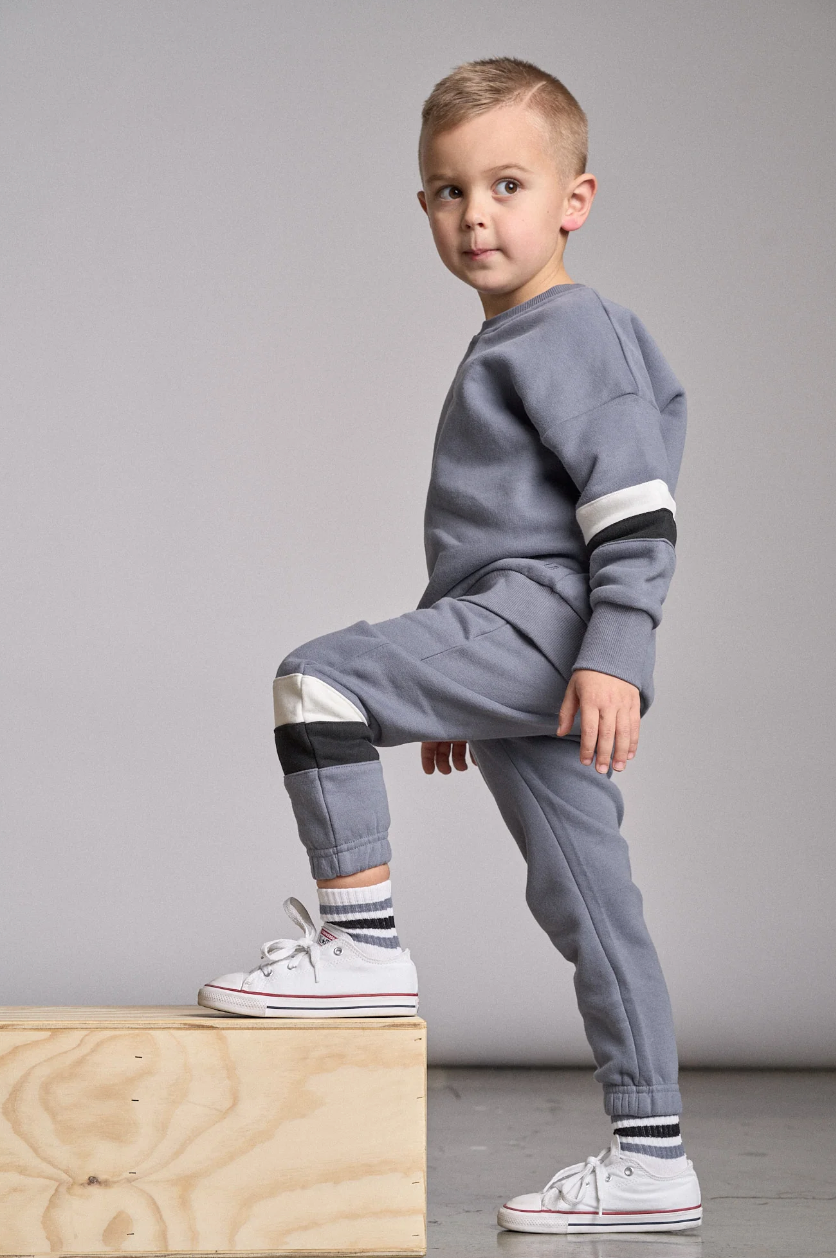 Little Bipsy - Block Elevated Crewneck in Blue