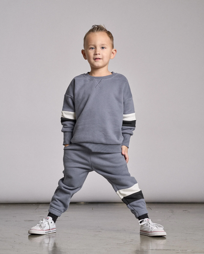 Little Bipsy - Block Elevated Crewneck in Blue