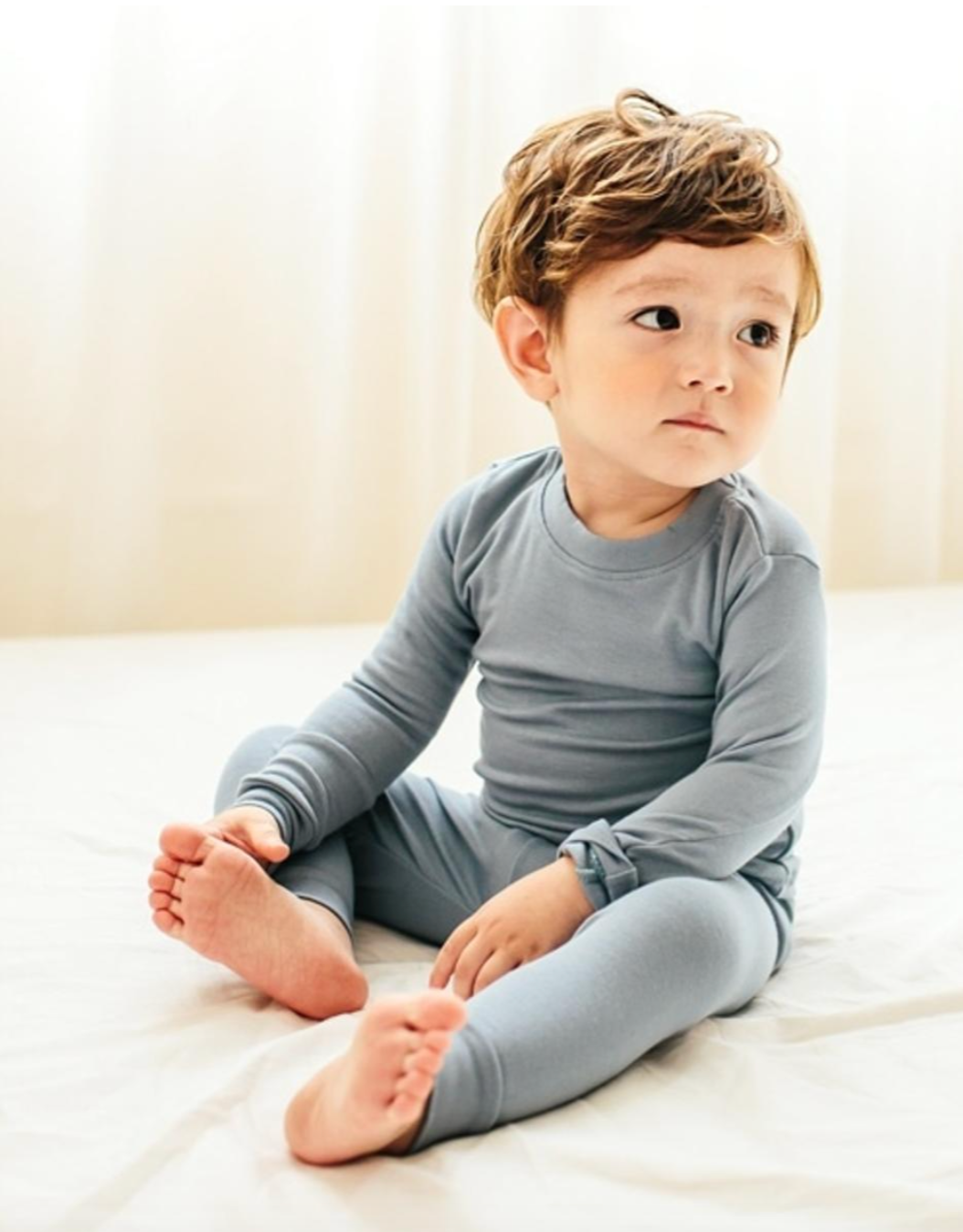 Basic Kids Modal Pajamas in Light Blue