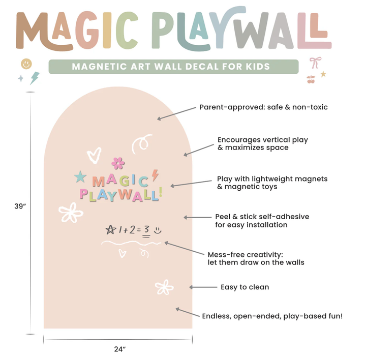 Cherrypick - Magic Playwall, Magnetic Arch Wall Decal for Kids (3 colors)