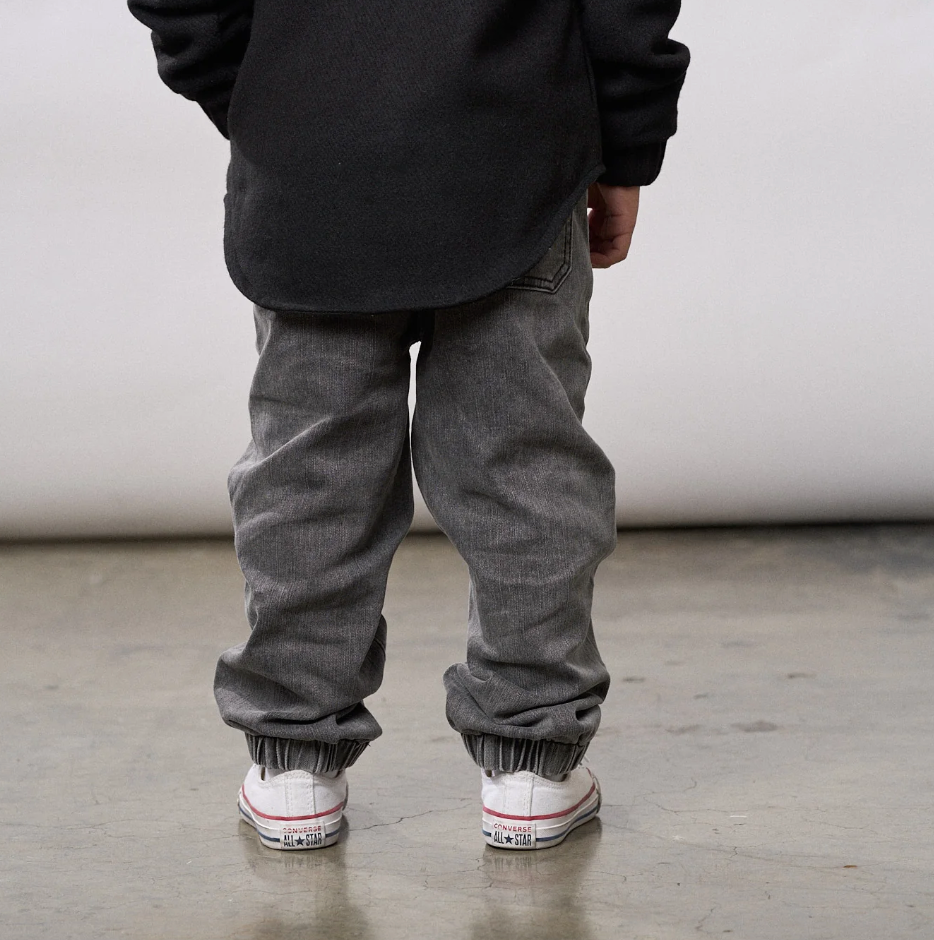 Little Bipsy - Relaxed Distressed Denim Joggers in Grey