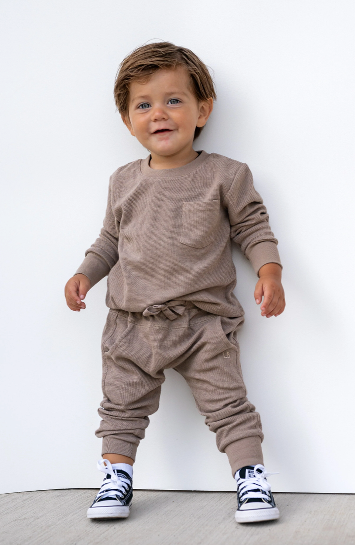 Little Bipsy - Waffle Joggers in Mushroom
