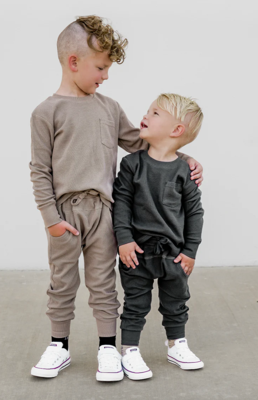 Little Bipsy - Waffle Joggers in Mushroom