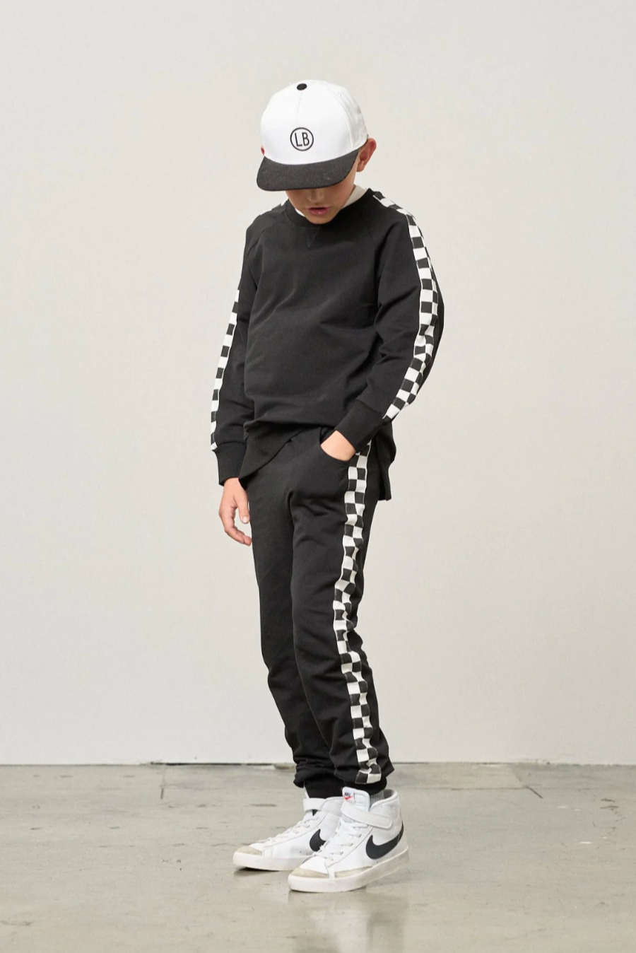 Little Bipsy - Stripe Checkered Pullover in Black