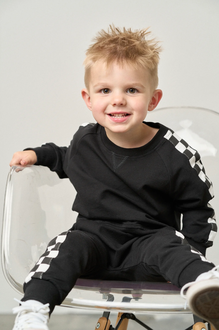 Little Bipsy - Stripe Checkered Pullover in Black