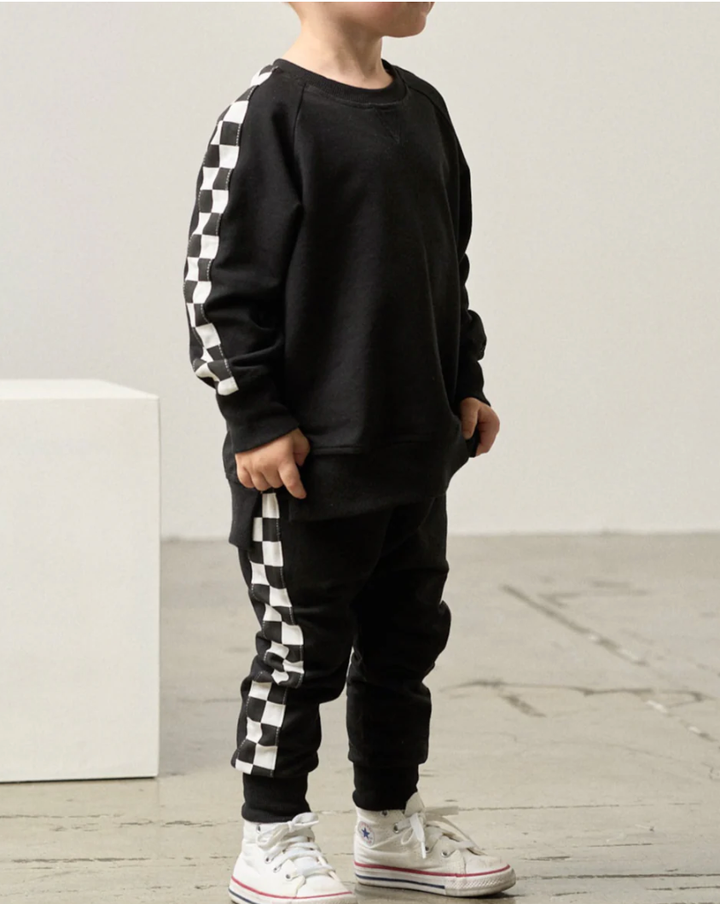 Little Bipsy - Stripe Checkered Joggers in Black