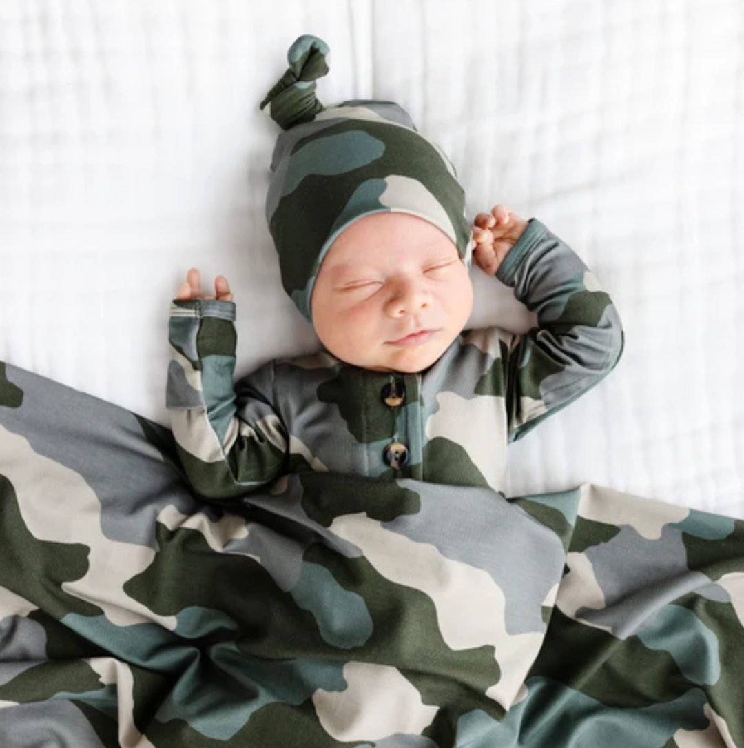 Lou Lou & Co - Infant Roger Knotted Gown in Camo