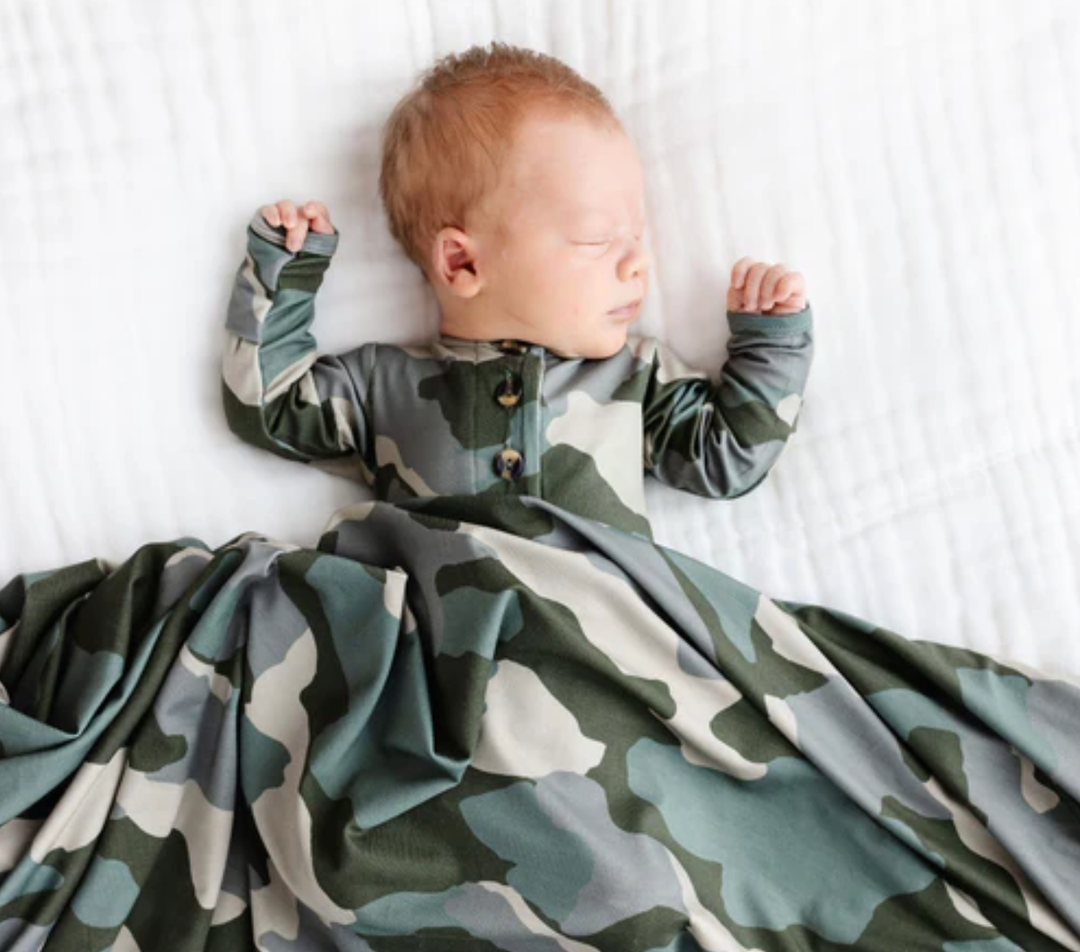 Lou Lou & Co - Infant Roger Knotted Gown in Camo