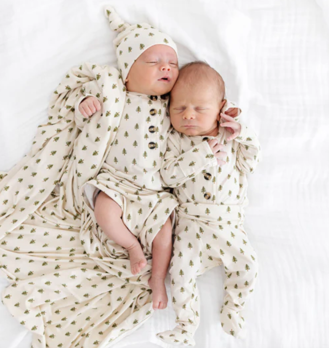 Lou Lou & Co - Infant Kevin Knotted Gown in Cream w/ Trees