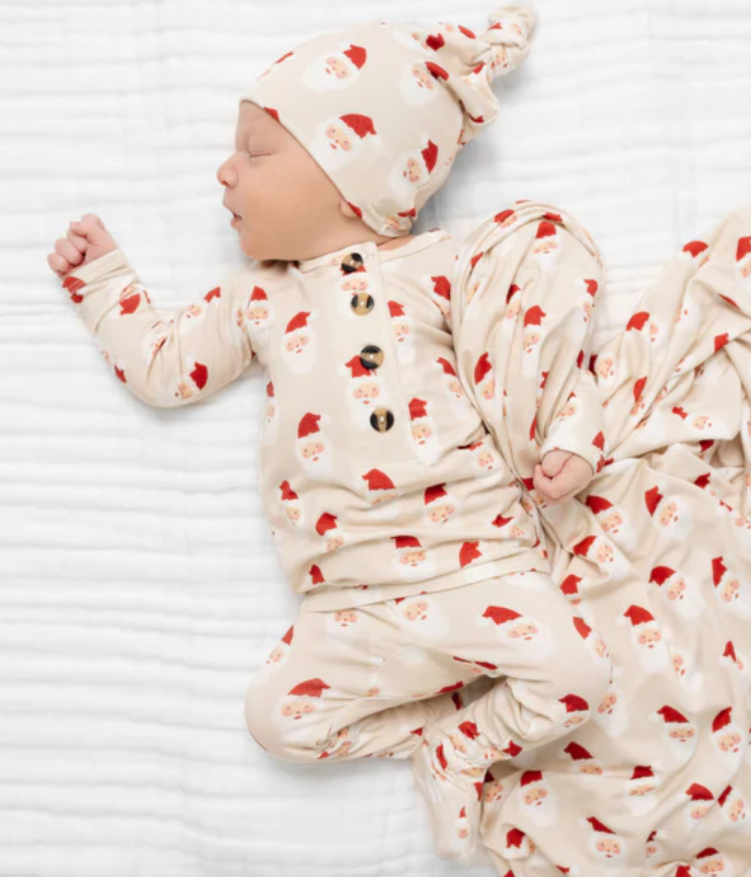 Lou Lou & Co - Infant Santa Baby Top + Bottom Set in Light Taupe