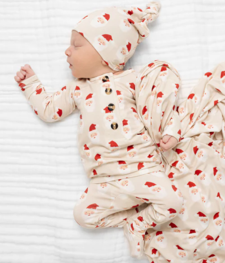 Lou Lou & Co - Infant Santa Baby Top + Bottom Set in Light Taupe