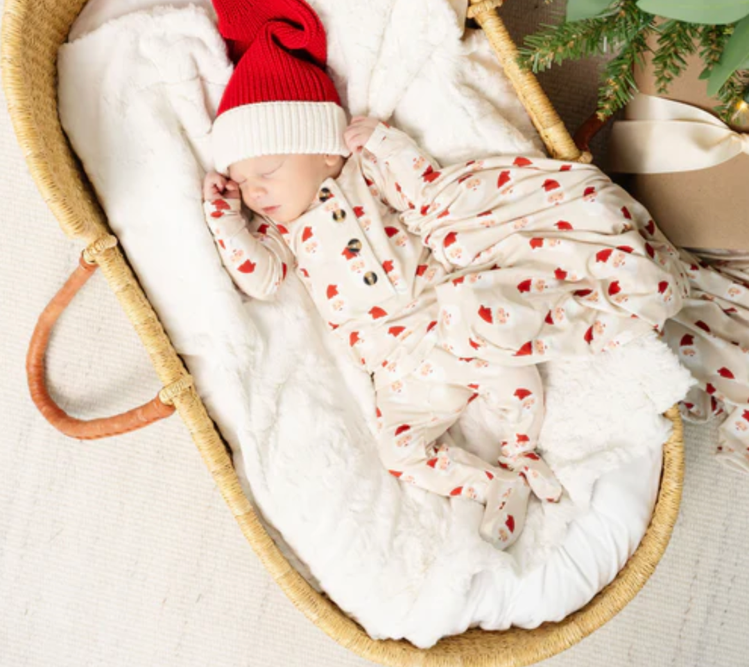 Lou Lou & Co - Infant Santa Baby Top + Bottom Set in Light Taupe