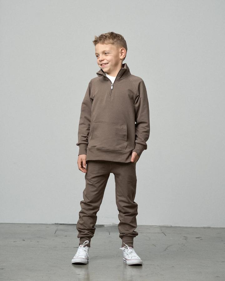 Little Bipsy - Quarter Zip Pullover in Cocoa