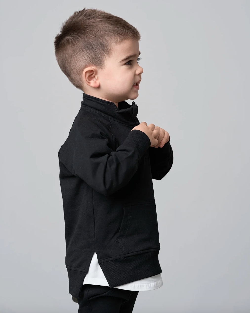 Little Bipsy - Quarter Zip Pullover in Black