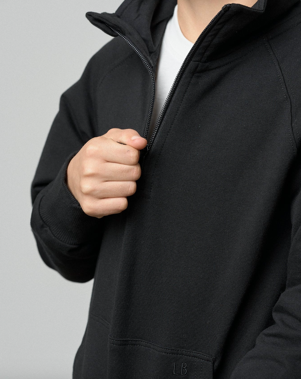 Little Bipsy - Quarter Zip Pullover in Black