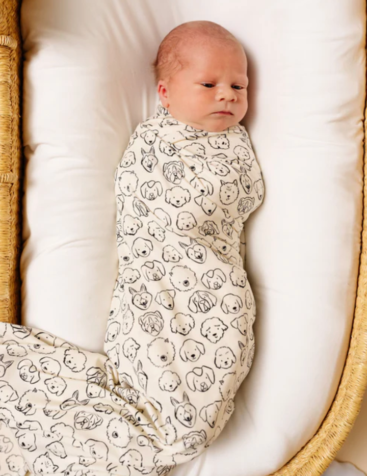 Lou Lou & Co - Dane Swaddle Blanket in Cream Dogs
