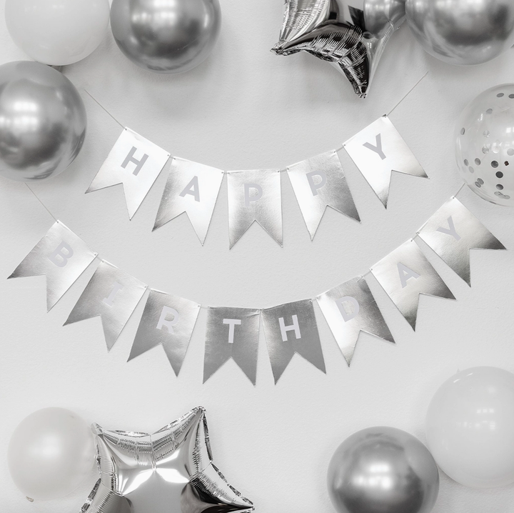 Silver basic Happy Birthday Banner 