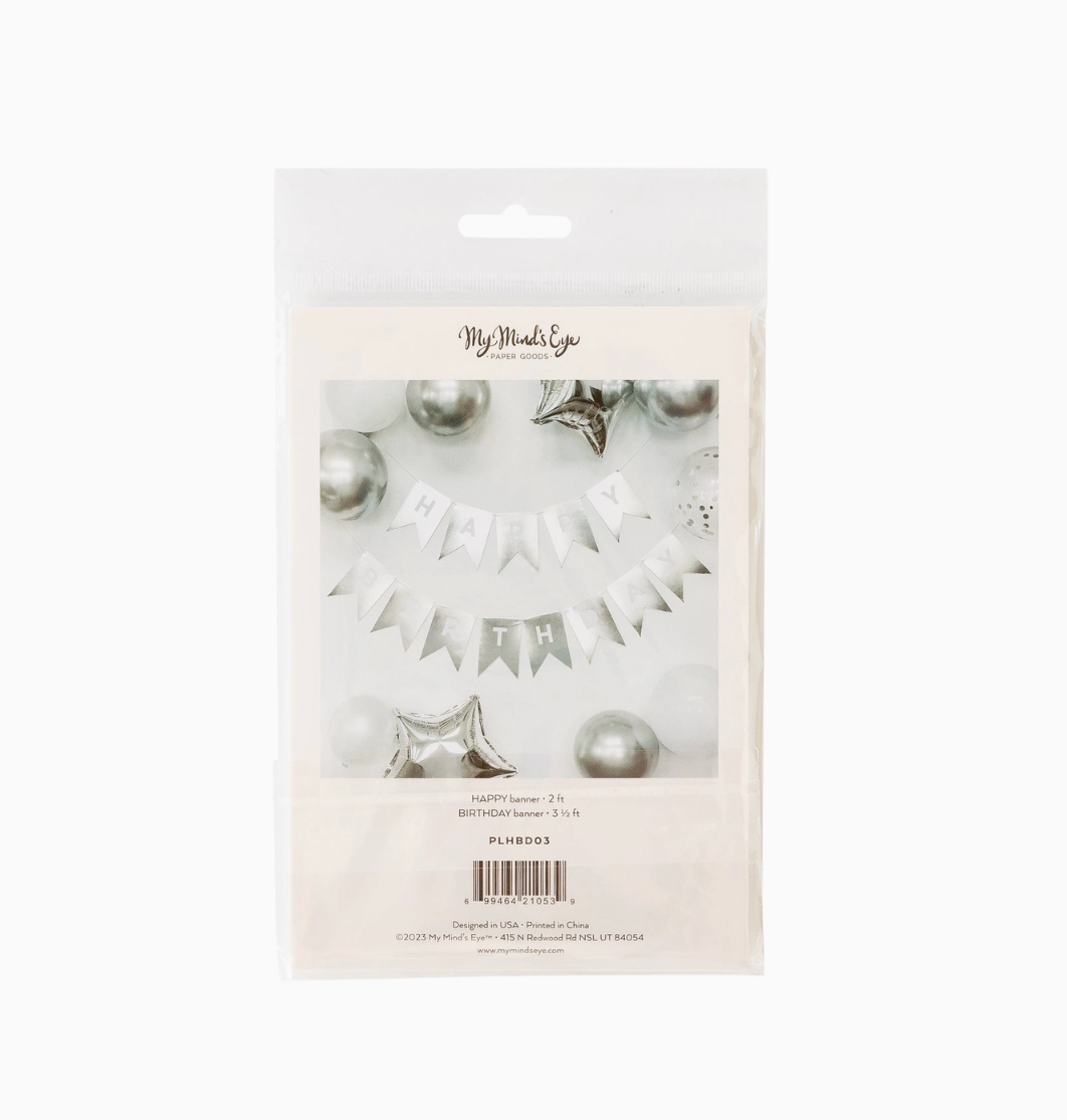 Silver basic Happy Birthday Banner back