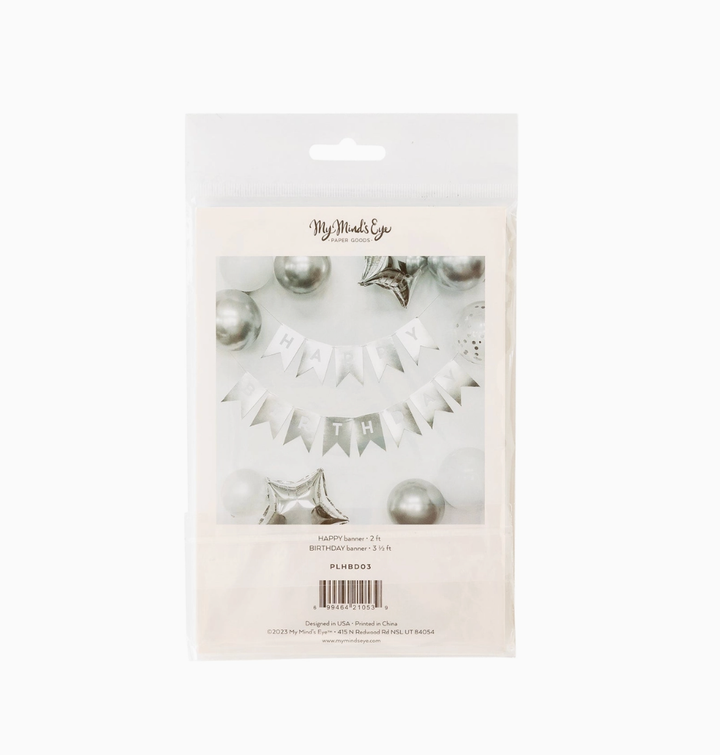 Silver basic Happy Birthday Banner back