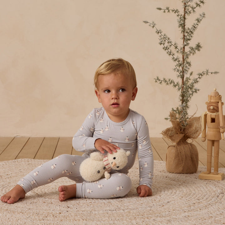 Snowmen Bamboo Pajama Set in Frost