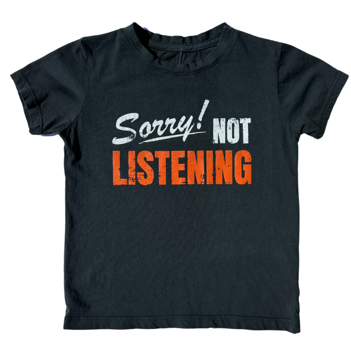 Roman & Leo - Sorry, Not Listening Tee in Vintage Black