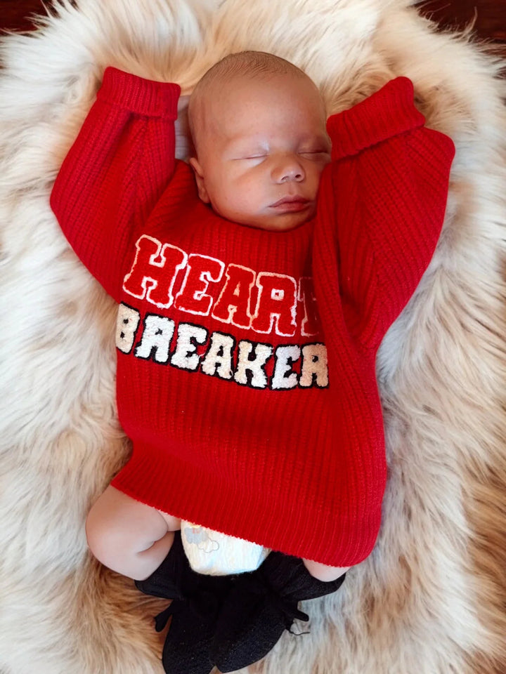 Spearmint Love Heart Breaker baby red sweater